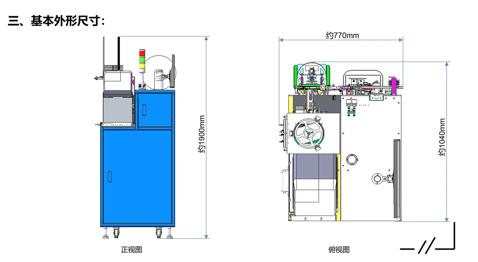 邳安電子全自動卷包機-基本外形尺寸